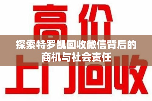 湛江探索特罗凯回收微信背后的商机与社会责任
