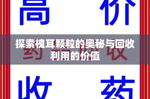 湛江探索槐耳颗粒的奥秘与回收利用的价值